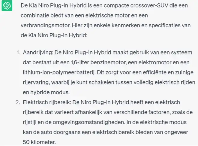 Informatie Kia Niro Plug-in Hybrid