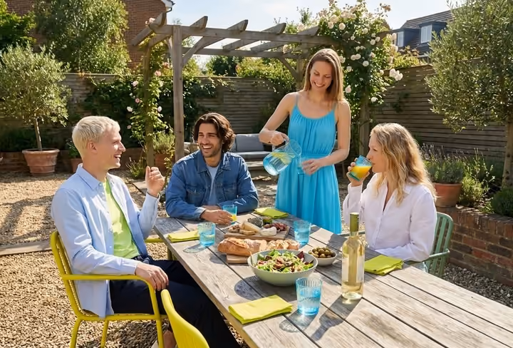 vrienden zijn samen aan het lunchen