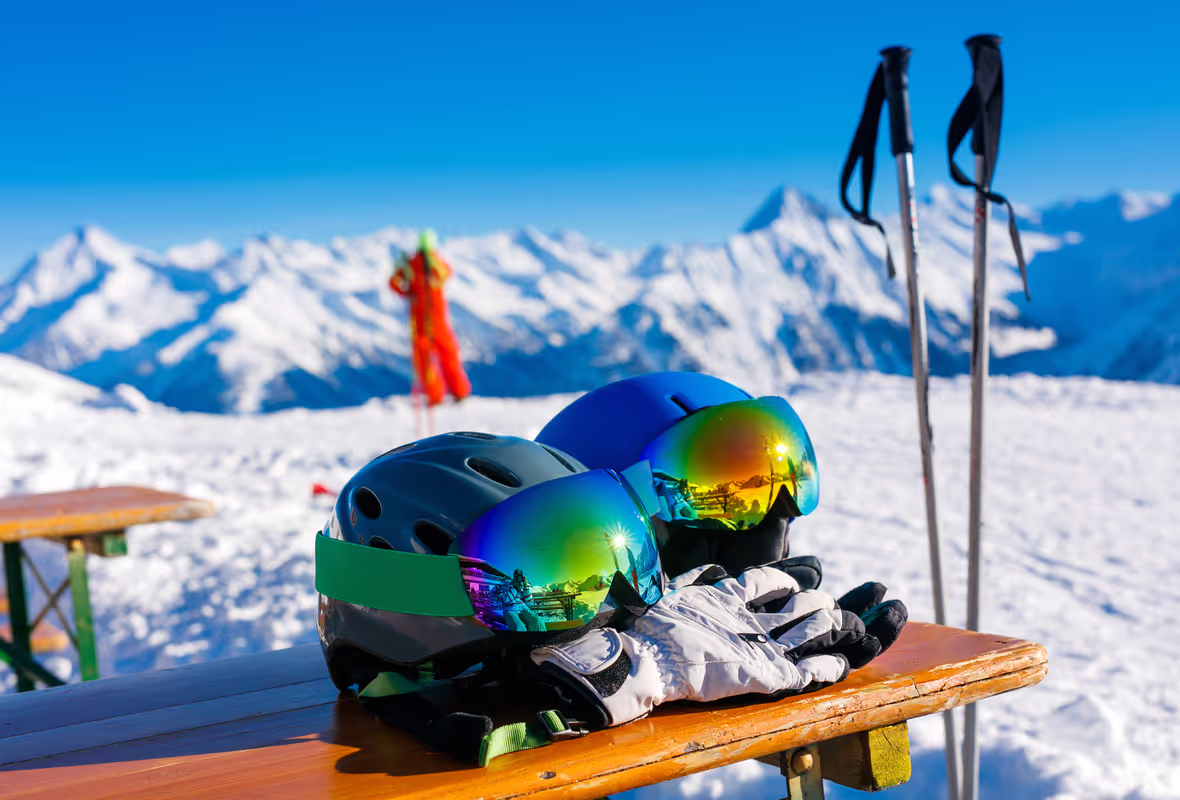 Skihelmen op de piste 