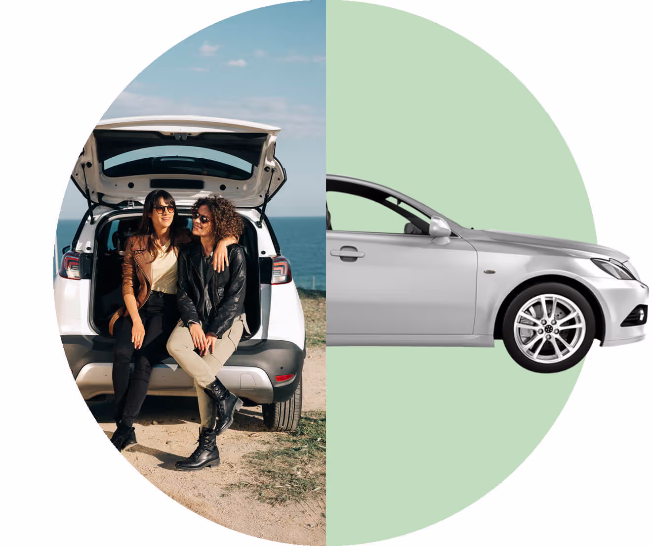 Auto met familie bij strand